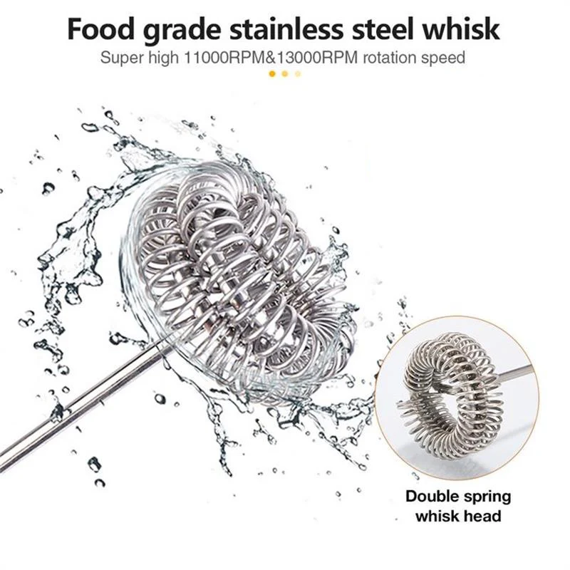 Rechargeable USB Electric Milk Frother Foamer Matcha Whisk Handheld Stainless Steel Foam Maker Egg Beater Coffee Blender Mixer 5