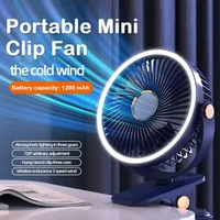Camping Fan8000mAh Rechargeable Desktop Portable Air Circulator Wireless Ceiling Electric Fan With LED Light Clip-on Home Fan 1
