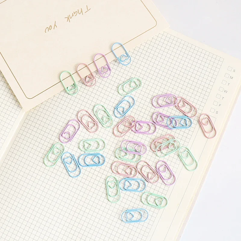 Mini Love Heart Paper Clips Macaron Color Photo Tickets Holder Binder Clips Notebook Planner Bookmarks Office Supplies 50pcs