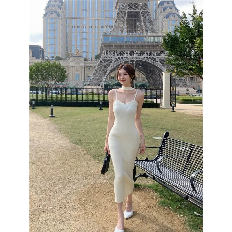 

Knit Slip Sleeveless Maxi Dress Women 2024 Summer Bodycon Elegant Sexy Outfits Ladies Birthday Party Club Sundress