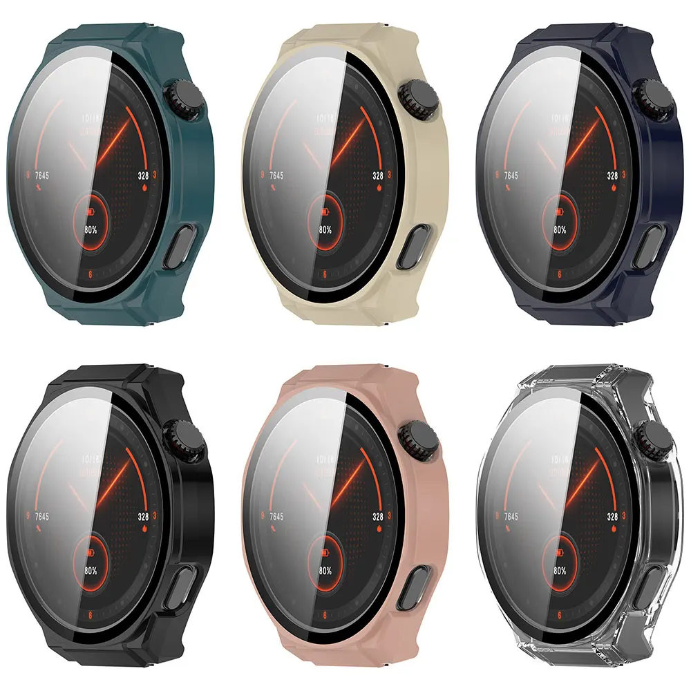 Premium Tempered Glass Smartwatch Protector Case - Durable Screen Cover Bumper Shell