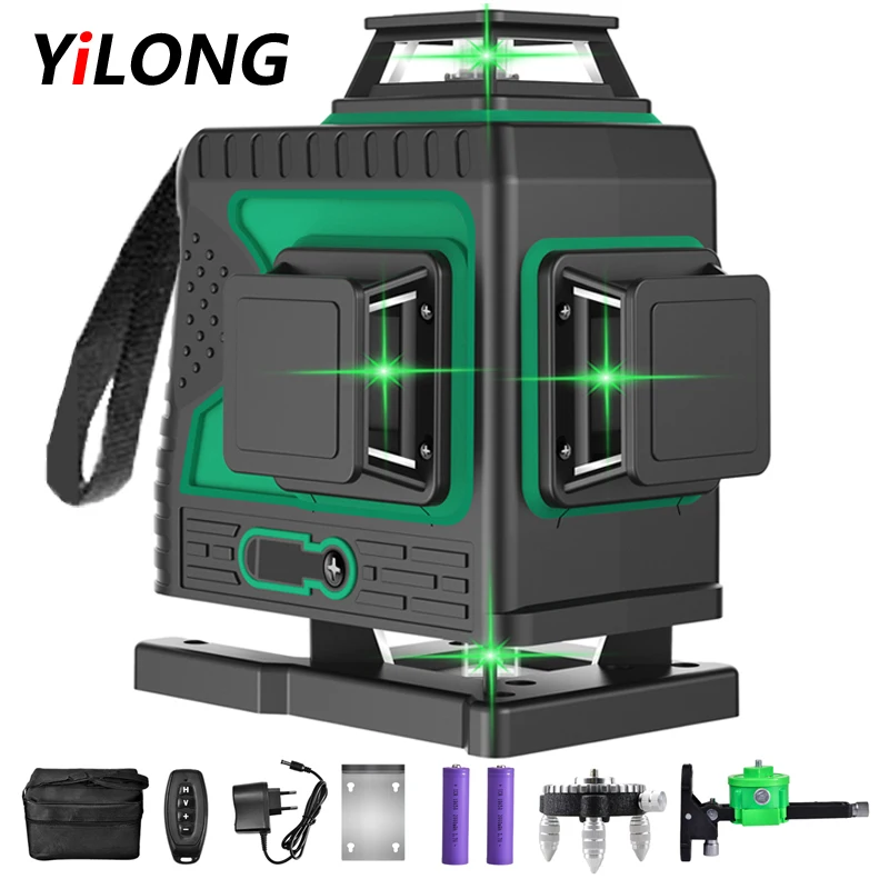 Laser Level 12/16 Lines 3/4D Laser Level Level Self-Leveling 360 Horizontal And Vertical Cross Super Powerful Green Laser
