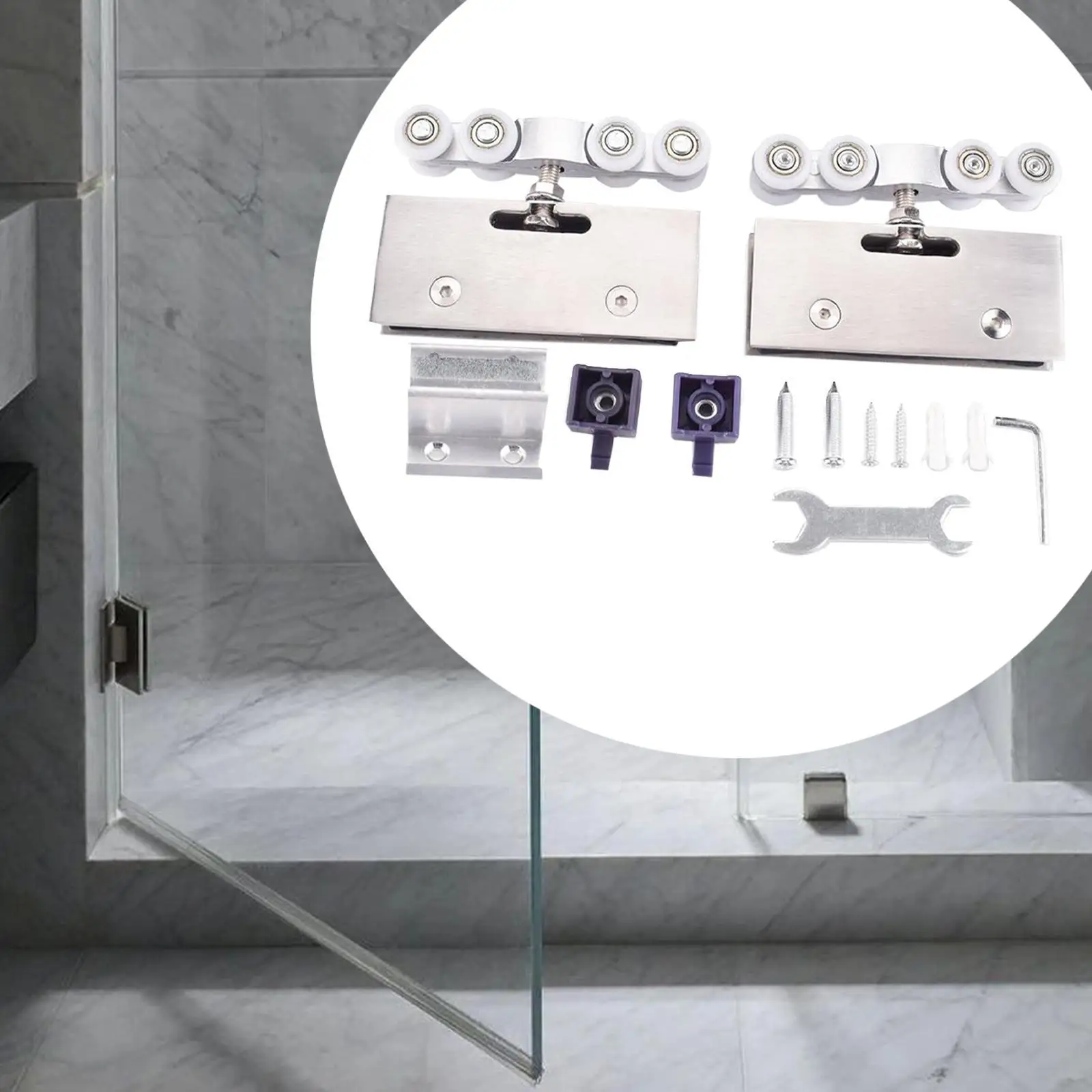 Glass Sliding Door Rollers, 8 Roller Runners Wheels, Premium Sturdy Versatile Shower Door Rollers