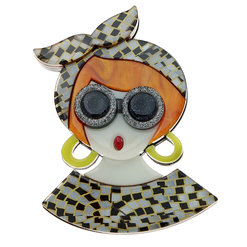 

CINDY XIANG Beauty Acrylic Lady Figure Brooch For Women Cute Cartoon Backpack Badges Lapel Pins Brooches Jewelry Christmas Gifts