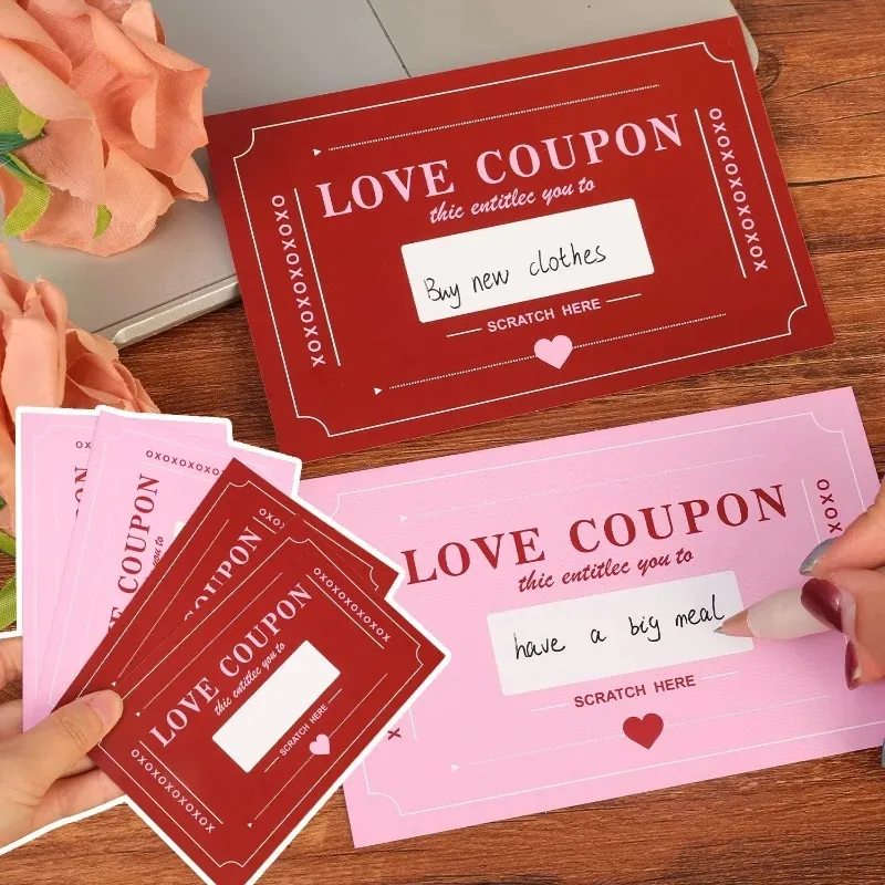 Romantic Scratch-Off Card Vouchers for Couples - Perfect for Date Nights, Weddings, Birthdays, and Anniversaries Gifts (10/50 Pack)