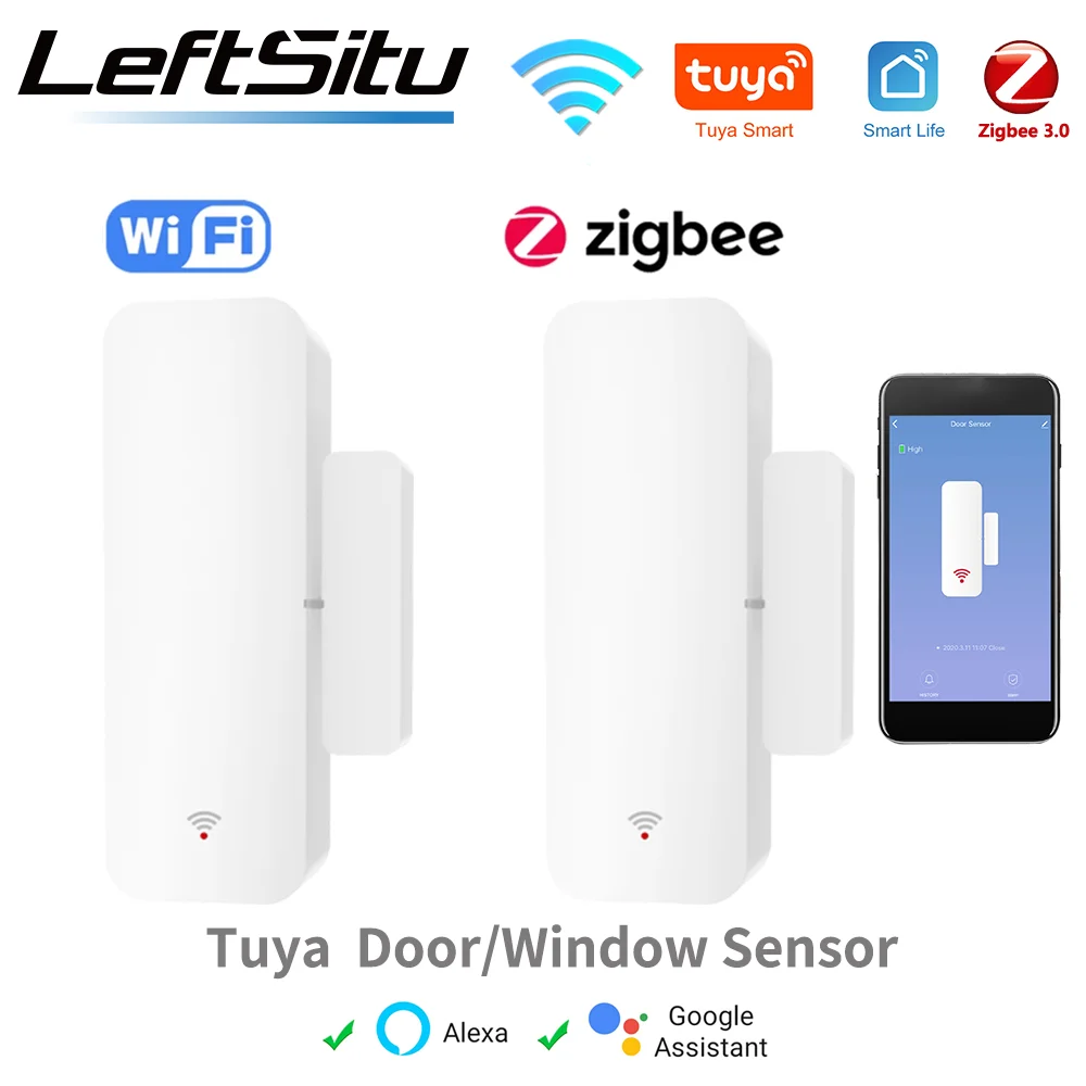 Tuya WiFi Zigbee สมาร์ทเซ็นเซอร์ประตูหน้าต่างสมาร์ทบ้านเปิด/ปิดเครื่องตรวจจับเซ็นเซอร์หน้าต่าง Smart Life ทํางานร่วมกับ Google Home alexa 1