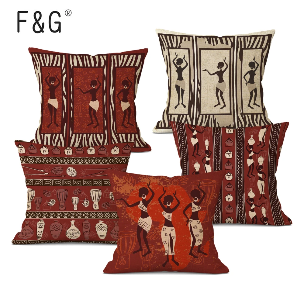 

African Style Decorative Cushion Cover African Tribal Design Art Pillow Cover for Car Living Room Sofa Decor Linen Pillowcase