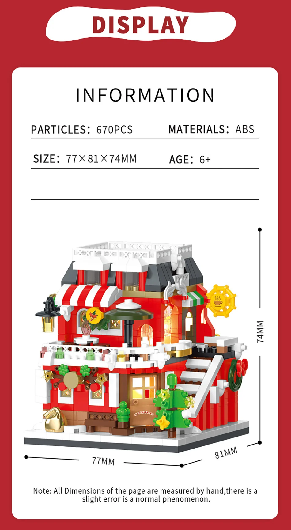 Micro Christmas Coffee Candy House With Lights Model Building Blocks Creative Bookstore Xmas Decoration Diamond Bricks Kids Gift