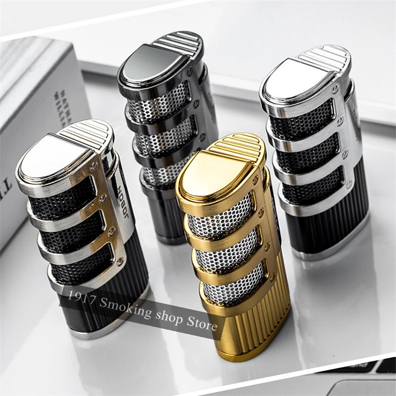 Description Picture 4 of itemJOBON Metal Windproof Lighter Triple Torch Jet Turbo Blue Flame Butane Gas Lighter Powerful Cigar Pipe Men's Cigarette Lighter