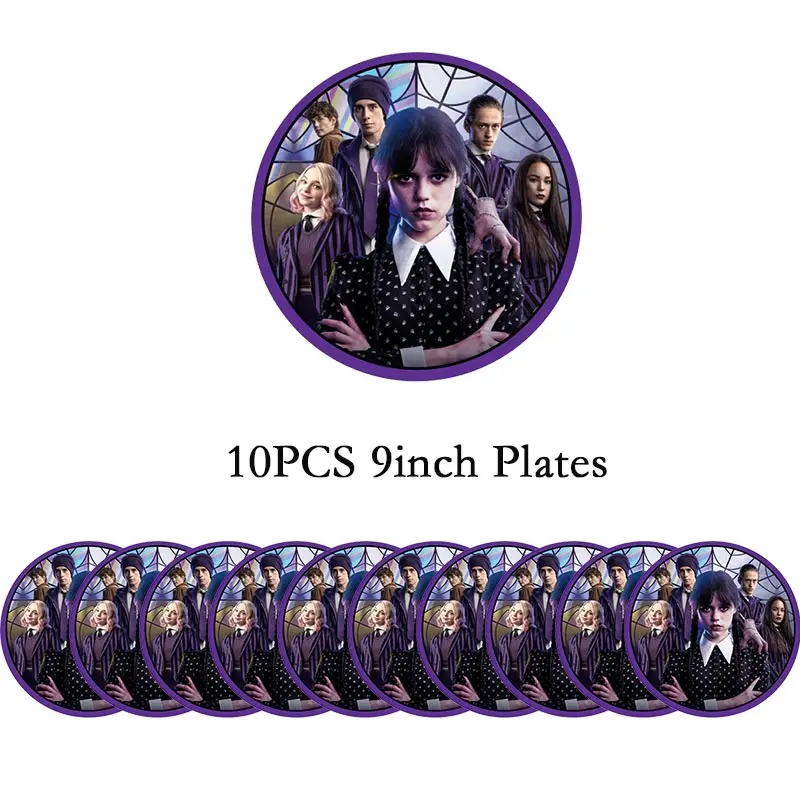 thumbnail image 1 of Decoraciones para fiesta de cumpleaños de la película Miércoles Addams Vajilla temática del miércoles Suministros para fiesta Vaso Plato Globo para baby shower, 1 of 5