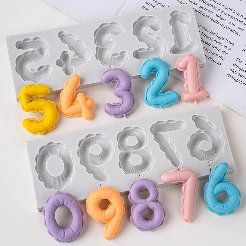 Balloon Silicone Baking  Decoration Numerals Cake Toppers Display Pieces Commercial Use Chinese Sle Kitchen Tools