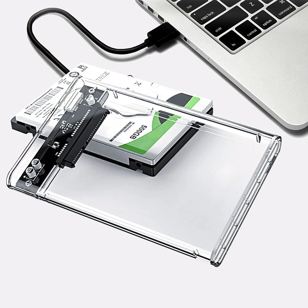 2.5 Inch HDD SSD Enclosure Transparent Mobile Hard Drive Case USB3.1 Type C External Hard Disk Drive Box SATA for Laptop Tablet