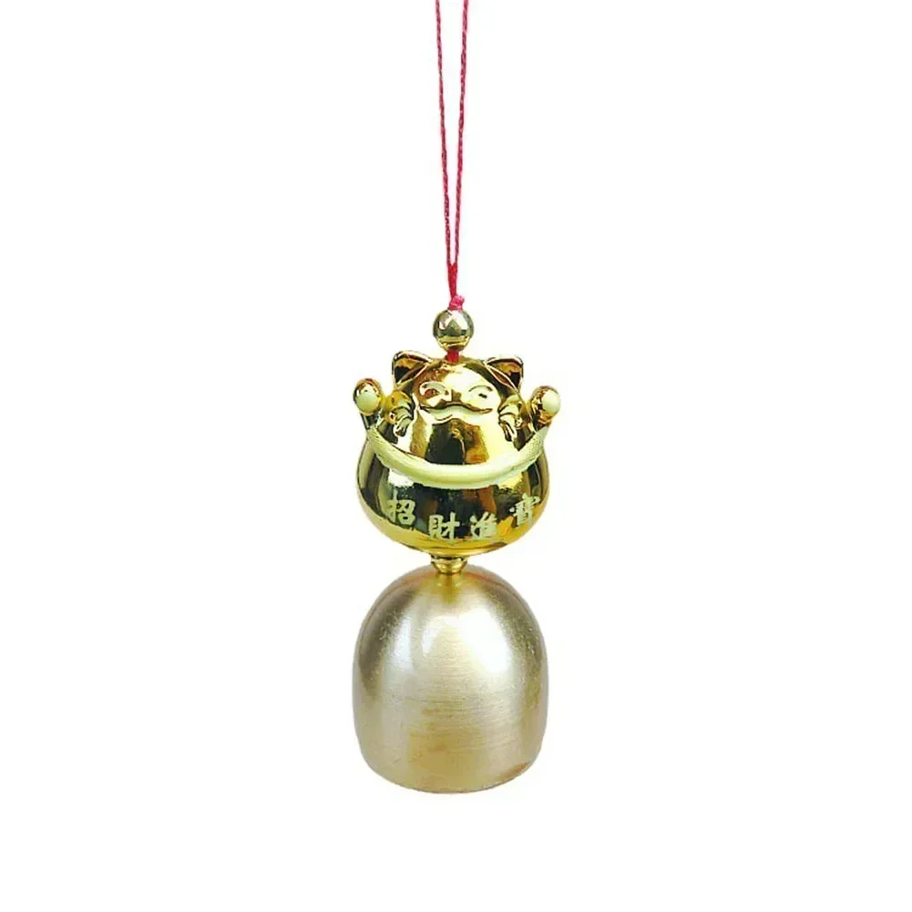Wind Chime Lucky Cat Pendant Anti-Theft Doorbell Decoration Car Hanging Pendant Ornaments Accessories Pure Copper Metal 1pc