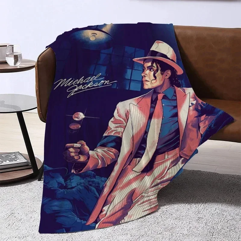 Michael Jackson Custom  Flannel Blanket Thin Portable Nap Air Conditioning Sofa Warm Plush Home Travel Picnic Cover 4