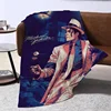 Michael Jackson Custom  Flannel Blanket Thin Portable Nap Air Conditioning Sofa Warm Plush Home Travel Picnic Cover 4