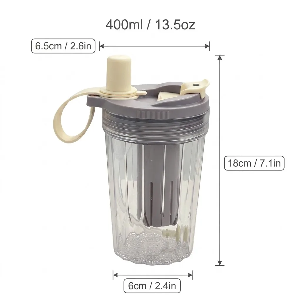 Leak-Proof Transparent Sports Bottle with Reusable Straw and Tea Strainer