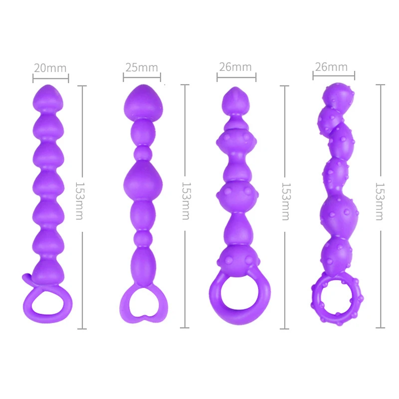 Plug anale a perle in silicone puntinato per donna e lesbica_voghion.com