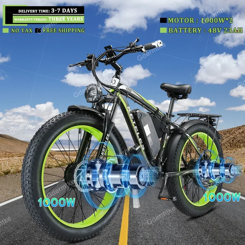 K800-Electric Bici 2000W Doppio Motore A Due Ruote Motrici 48 V23Ah Batteria 26*4.0 Pollici Fat Tire Ebike Mountain Bicicletta Elettrica Fuoristrada