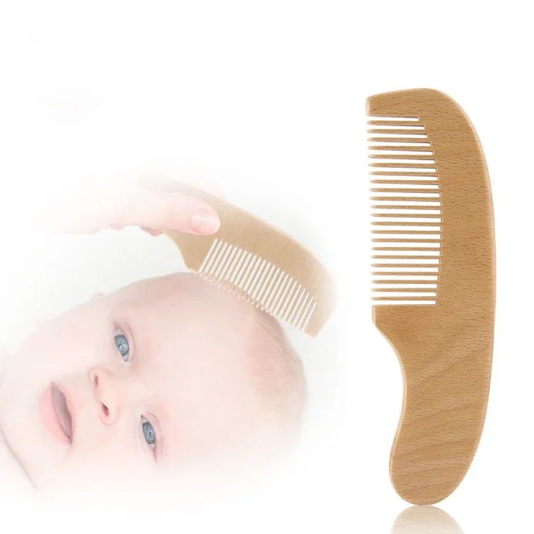 Newborn Baby Wooden Brush Baby Natural Wool Comb Newborn Hair Brush Infant Head Massager Portable Bath Brush Comb for Kids 3