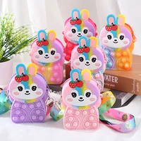 Cute Rabbit Silicone Bag Bunny Shoulder Bag Jelly Storage Bag Push Pop Bubble Purse Easter Coin Purse for Girls Kids Pop it Bag 1