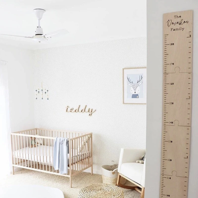 INS Nordic Wooden Kids Height Growth Chart Ruler Baby Height Meter Measurement Wall Stickers Gauge Children Room Wall Decoration