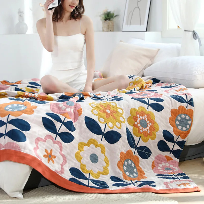 

Japenese Style Leisure Blanket Cotton Gauze Sofa Cover Summer Cool Quilt Throw Blanket Air Conditioner Soft Comfortable Quilt