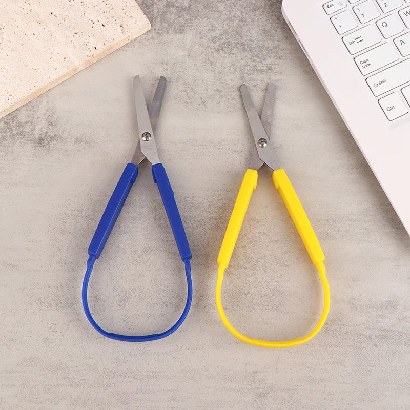 

1Pc Mini Stainless Steel Loop Scissors Colorful Grip DIY Art Craft Paper Cutting Stationery For Student School Office Tool