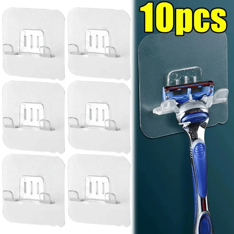 

10/1PCS Self-Adhesive Shaving Razor Holder Men Shaver Storage Rack Wall Mounted Hooks Bathroom Organizer Shower Holder Accessory