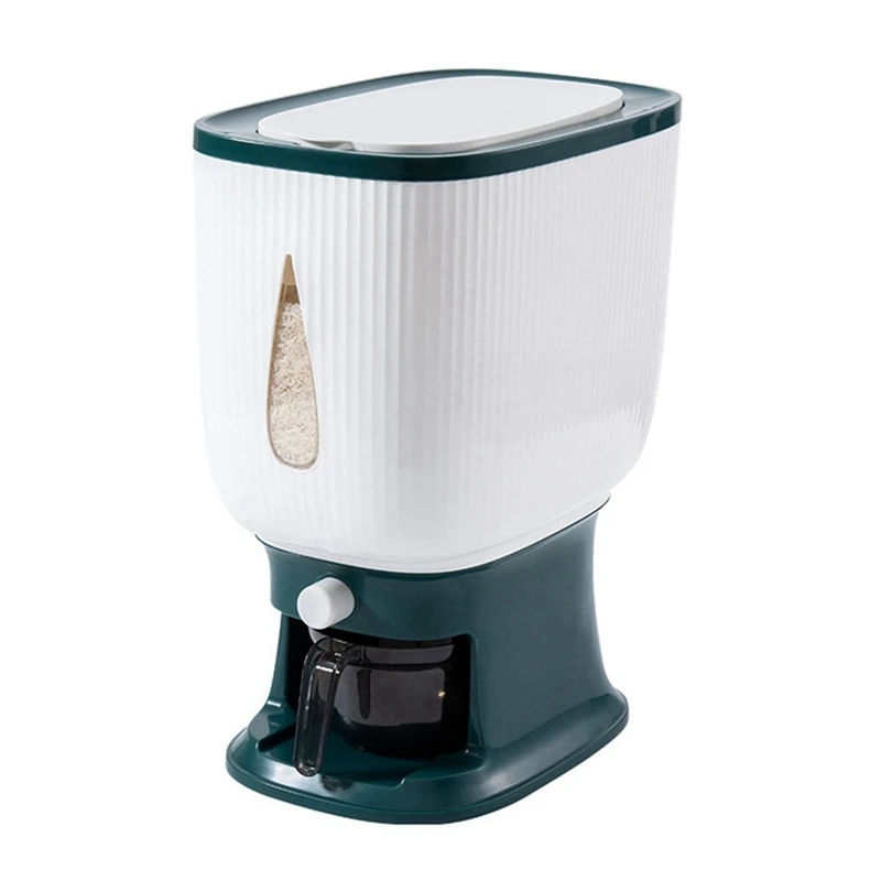 

New 2X 10Kg Automatic Rice Dispenser With Rinsing Cup Smart Rice Dispenser Rice Storage Rice Bucket Household Rice Box-A