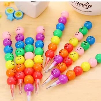Lecca-lecca Building Block Matita Pittura Pastello di cartoni animati Simpatico smiley Graffiti Colori Matite Matita non affilata Materiale scolastico