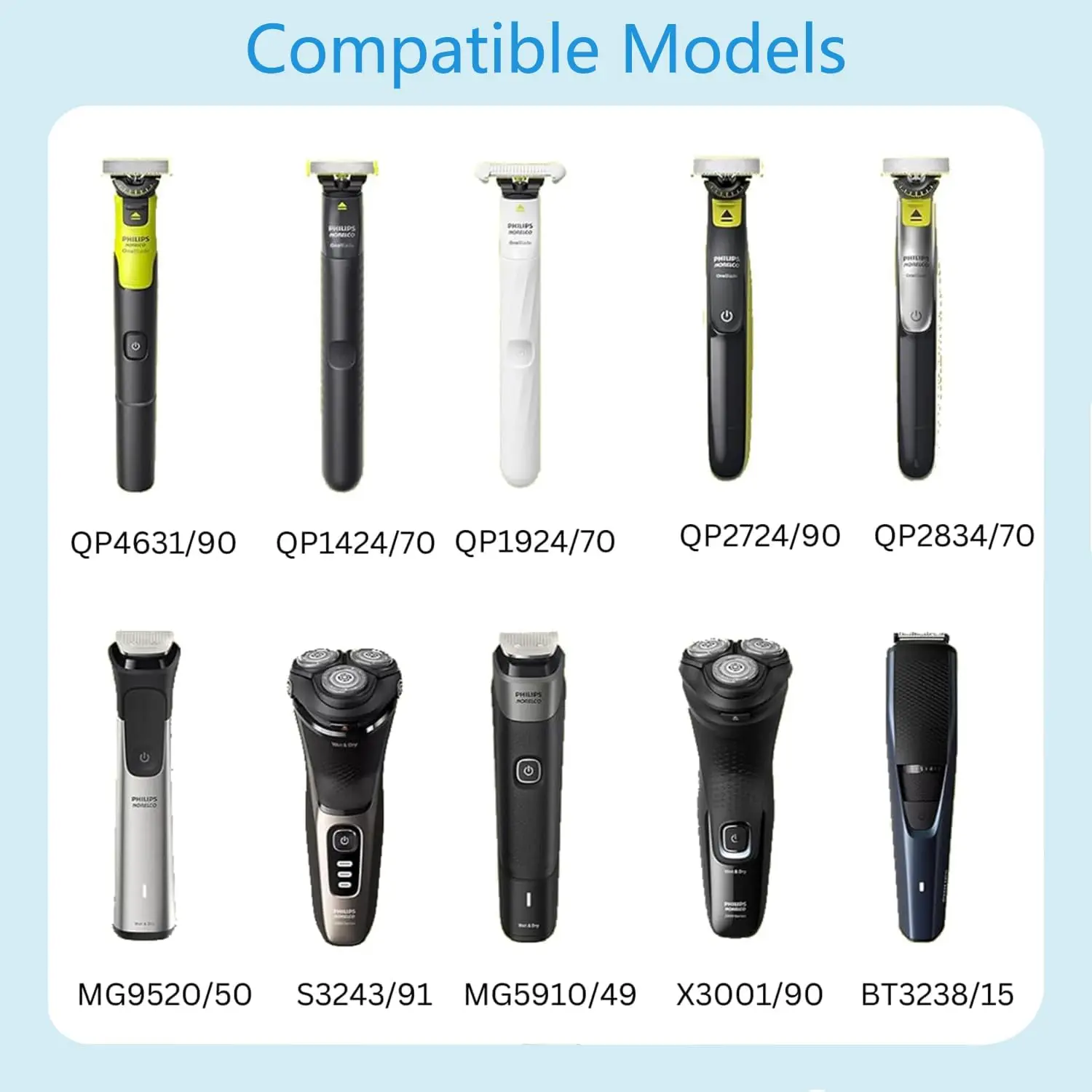 5V Charger for Philips Norelco One Blade QP2724,QP2734, QP2834, QP4631, QP1324, MG5910, MG5920, MG7910, PQ888,PQ889 USB 2Pack shaver charger