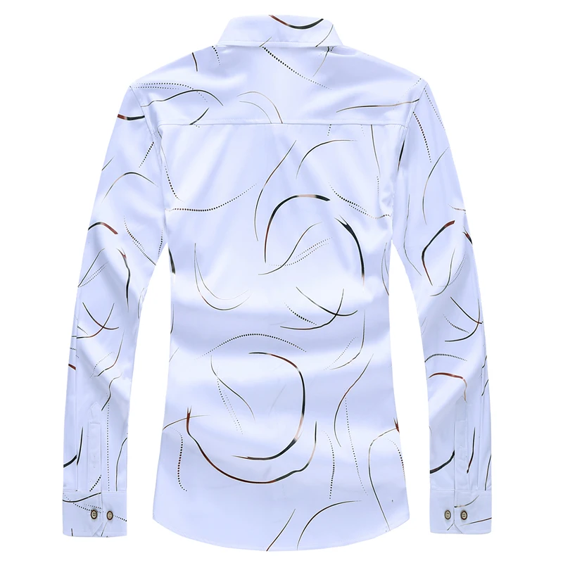 Autumn New Men's Printed Shirt Fashion Casual White Long Sleeve Shirt Male Brand Clothes Plus Size 5XL 6XL 7XL cotton shirt long sleeve shirt men casual shirt