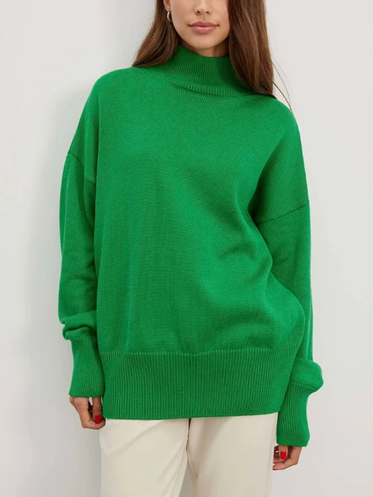 

Autumn Women's Clothing Solid Long Sleeve Turtleneck Sweaters for Women 2023 Vintage Pullover New Fashion Sweaters for Women
