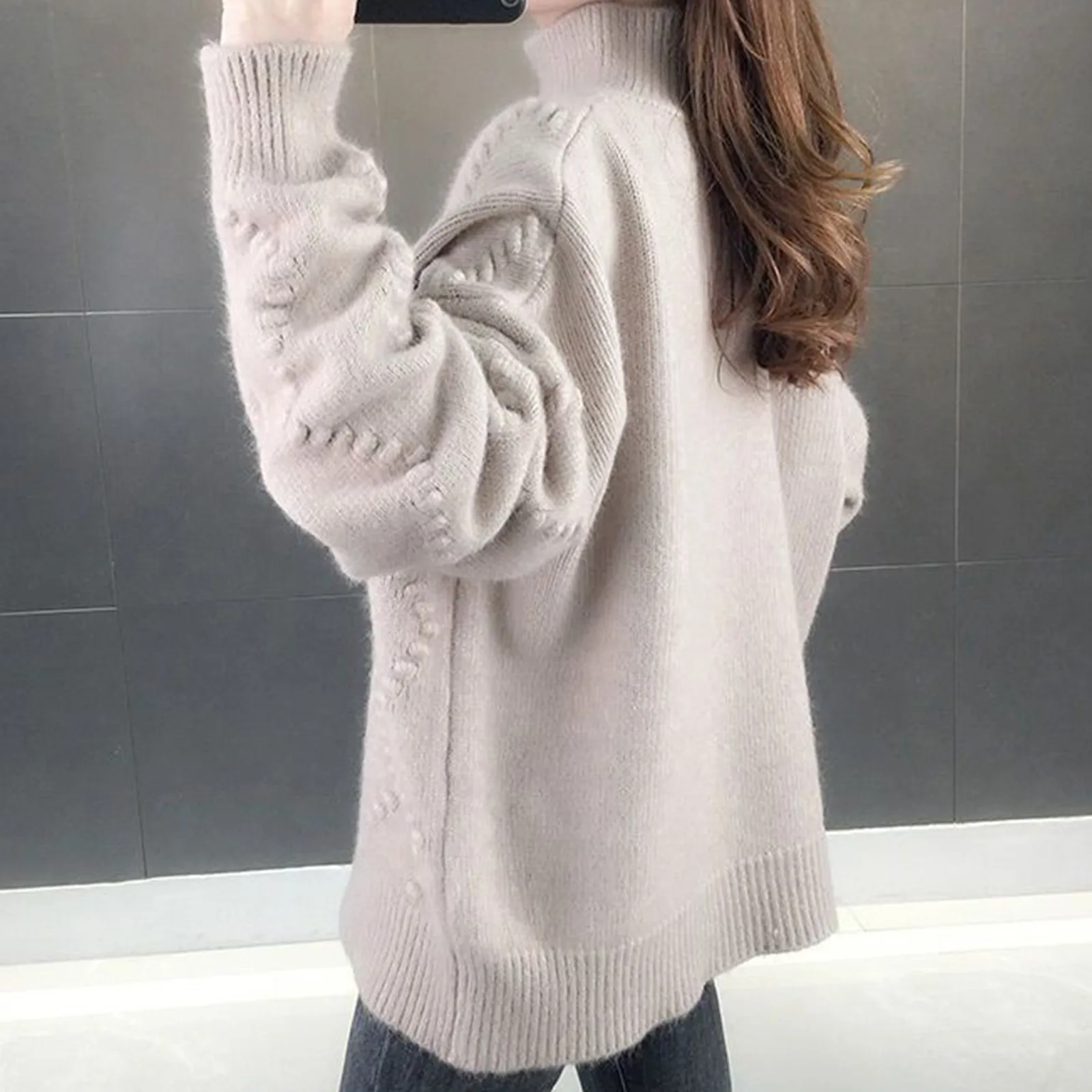 

Autumn And Winter Turleneck Soft Slim Clothing Women‘’S Long Sleeve High Collar Prints Sweater Casual Loose Knit Pullover Jumper