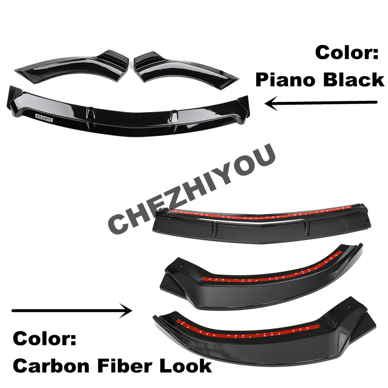 Front Bumper Lip Body Kit Spoiler Splitters for Mercedes Benz C Class W205 C205 C180 C200 2015-2021 Sport Version 2