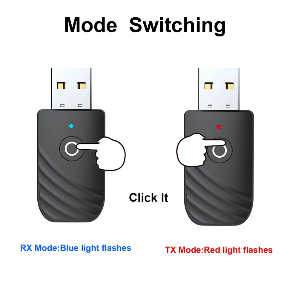 Lcckaa-receptor de Áudio e Transmissor Usb Bluetooth 5.0 Aplicar ao Computador Adaptador de tv Carro Saída Dupla Alto-falantes Fones de Ouvido em 1 - Imagem 5