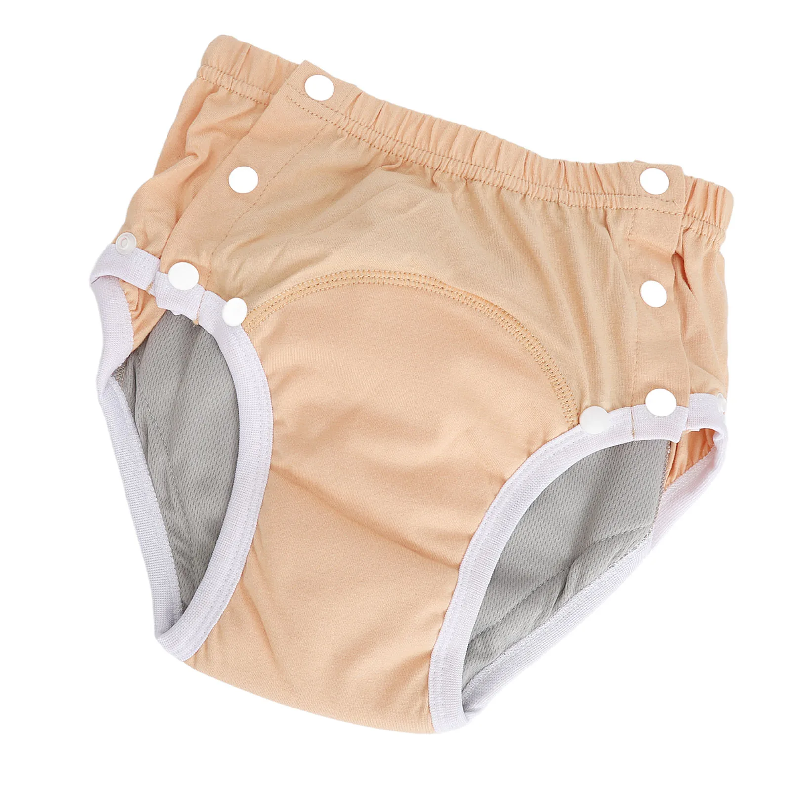 Reusable Adult Diaper Snap Button Closure Pure Cotton Orange Breathable Leakage Proof Elderly Cloth Nappy for Incontinence 3