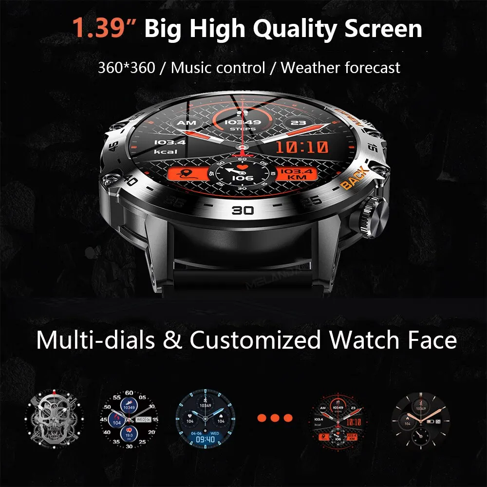 MELANDA Steel 1.39" Bluetooth Call Smart Watch Men Sports Fitness Tracker Watche - Image 2