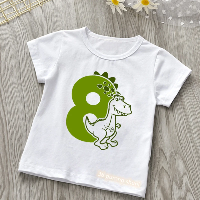 2022 Dinosaur Number 2-9 Anni T-Shirt Classica Nome Personalizzato Summer Harajuku Kids Tshirt Divertente Tshirt Cute Kids Clothes Tops