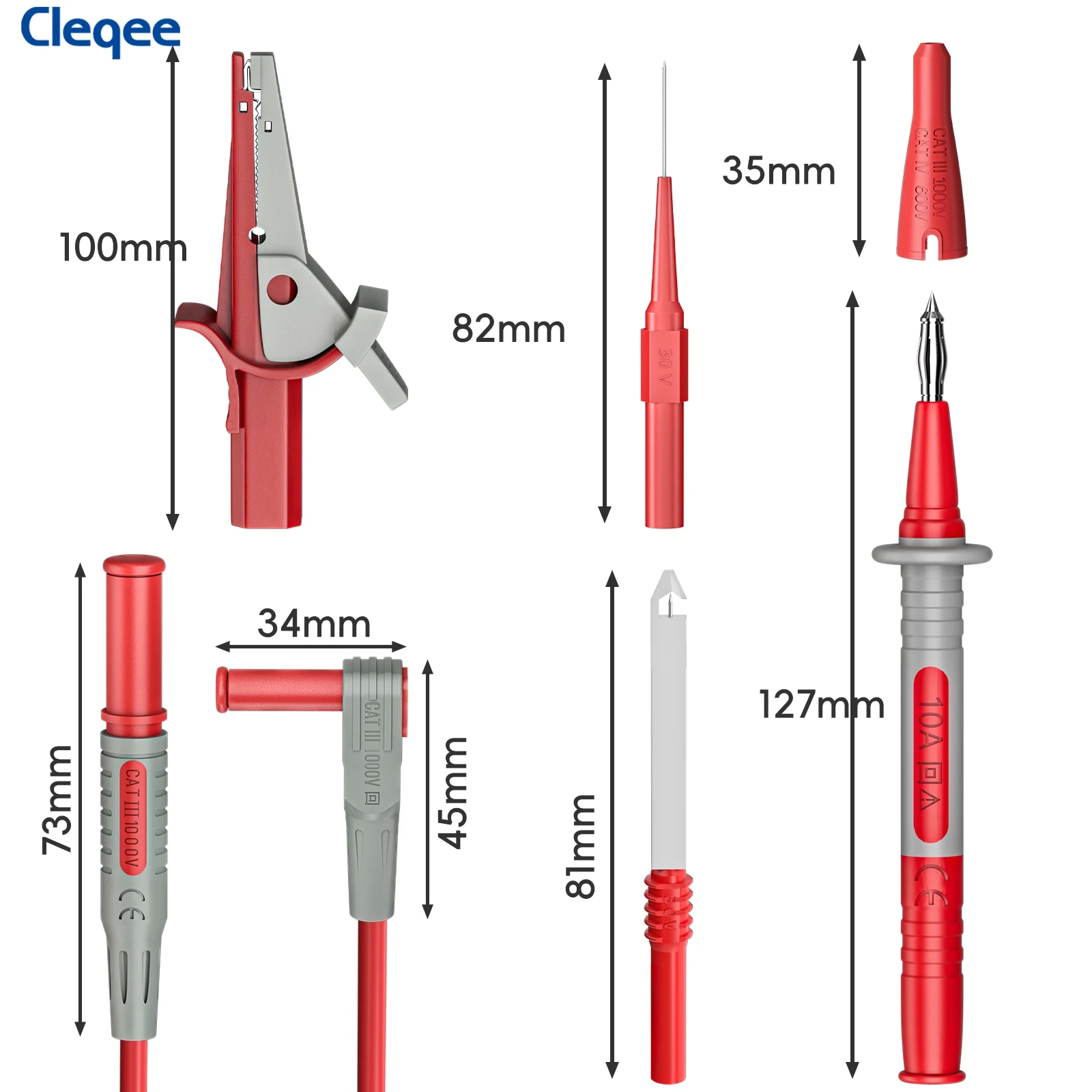 Multimeter Test Lead Kit Cleqee CKT004 test cable 4mm banana plug with crocodile clip wire perforation probe for electrical