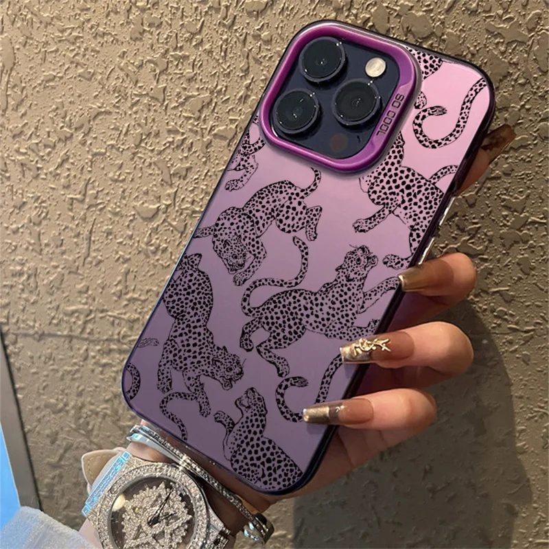 Chic Black and Pink Leopard Print Shockproof Phone Case