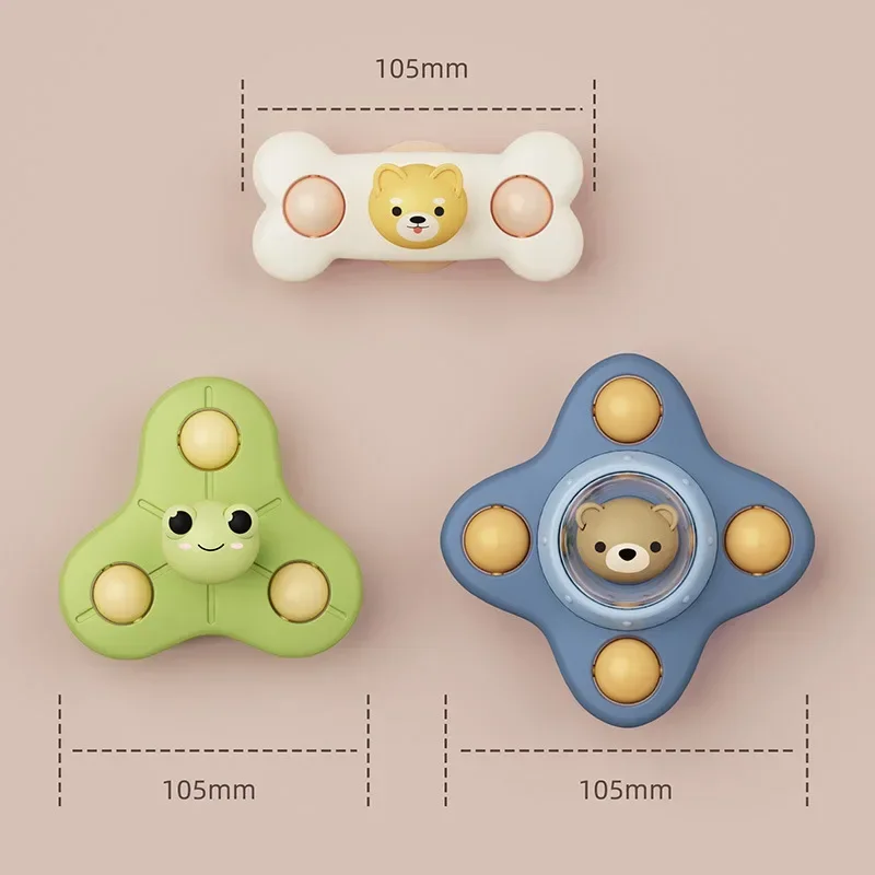 Baby Bath Toys Funny Bathing Sucker Spinner Suction Cup Cartoon Rattles Fidget Educational Toys For Children Boys Gift