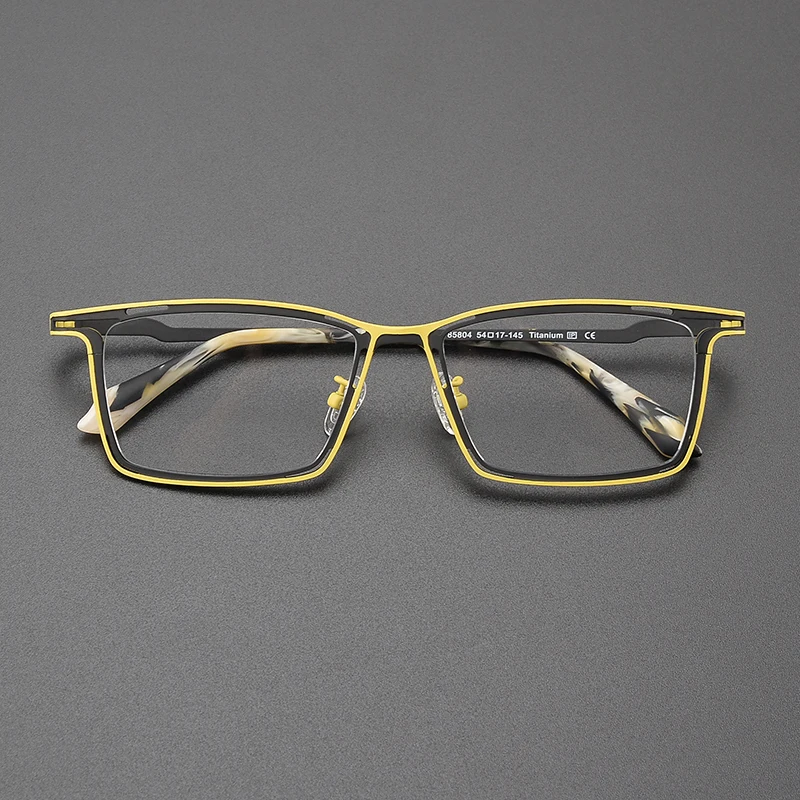 

Niche retro square splicing multi-color titanium glasses frame luxury brand personality literary fashion prescription myopia gla