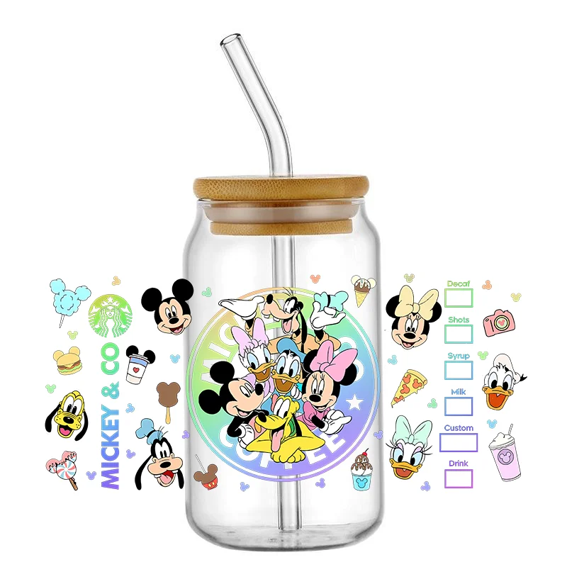 

Mouse Mickey Theme Stickers for Glass Cups Uv Dtf Rub On Transfers for Crafts Vintage Uv Dtf Cup Duck Donald Mouse Minnie friend