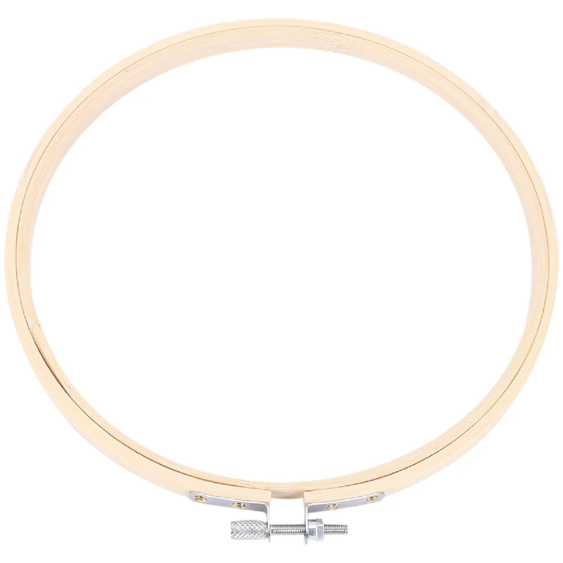 AAAC-10 Pieces 6.7Inch 17Cm Round Wooden Embroidery Hoops Set Bulk Adjustable Bamboo Circle Cross Stitch Hoop Ring