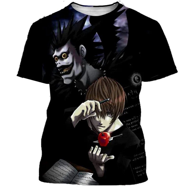 

Футболка с 3d-рисунком из аниме «Death Note», футболки с рисунком манги Ягами, женские футболки с рисунком для мужчин, детская одежда с короткими рукавами в стиле ужасов, модная одежда в стиле Харадзюку