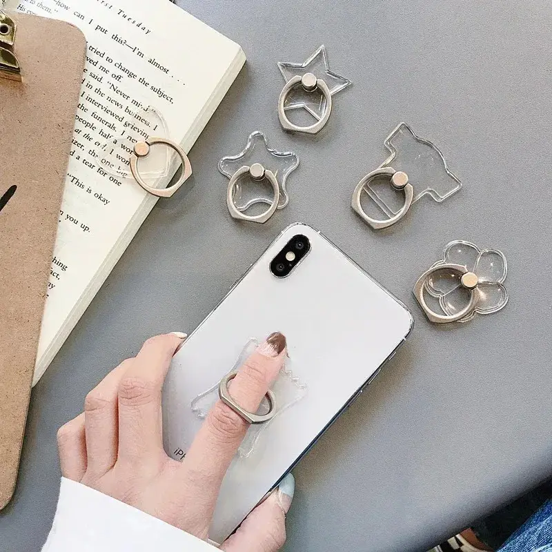 1/2pc. ​ Universal Mobile Phone Holder Stand Finger Ring Magnetic For cute Cell Smart Phone Transparent holder for iphone 12XS M - Image 6