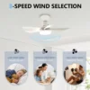 LED 40W Socket Ceiling Fan with Light, 20.5in Screw Ceiling Fans with Lights with Remote, For Bedroom/Garage/Kitchen 3