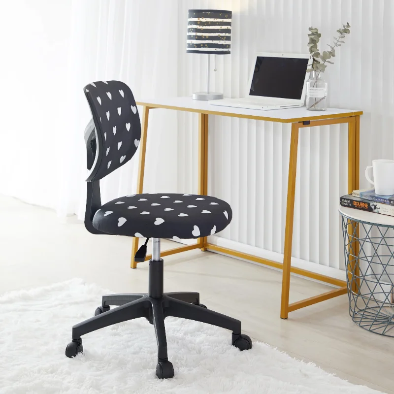 

Justice Swivel Mesh Task Desk Office Chair, Black and White Hearts