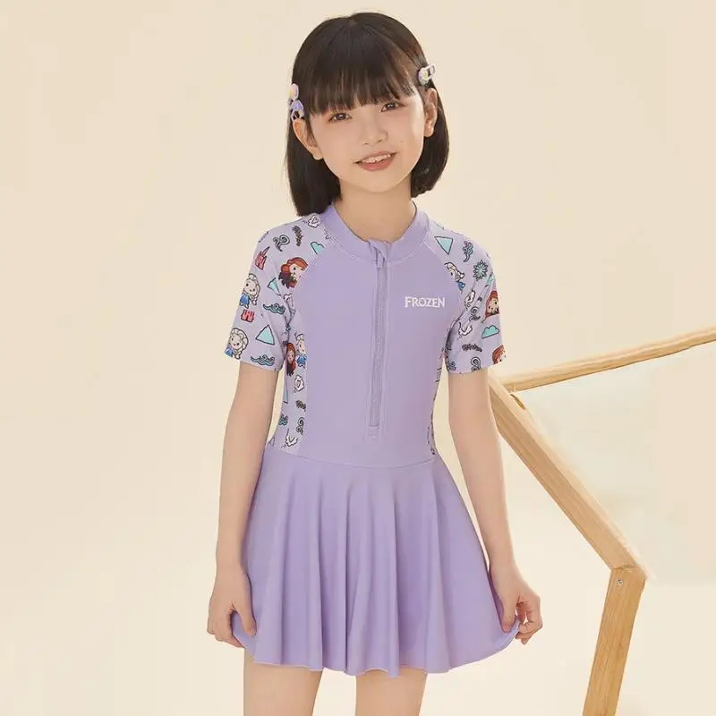 thumbnail image 1 of Traje de baño de una pieza con cremallera para niños y niñas de Disney Mickey Minnie Lotso, protección solar, entrenamiento de natación para niños, ropa deportiva de secado rápido, 1 of 5
